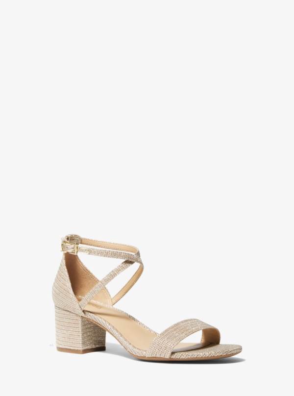 Damske Sandále Michael Kors Serena Flex Glitter Chain-Mesh Zlate - Topanky Michael Kors Akcia | DJNMV-5631